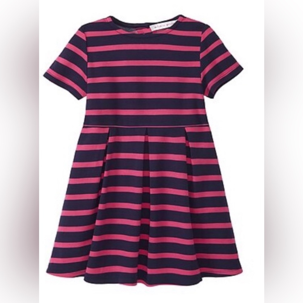 Adyson Parker - Striped Toddler Dress, Rich Navy Combo Hot Pink, Size: 2T